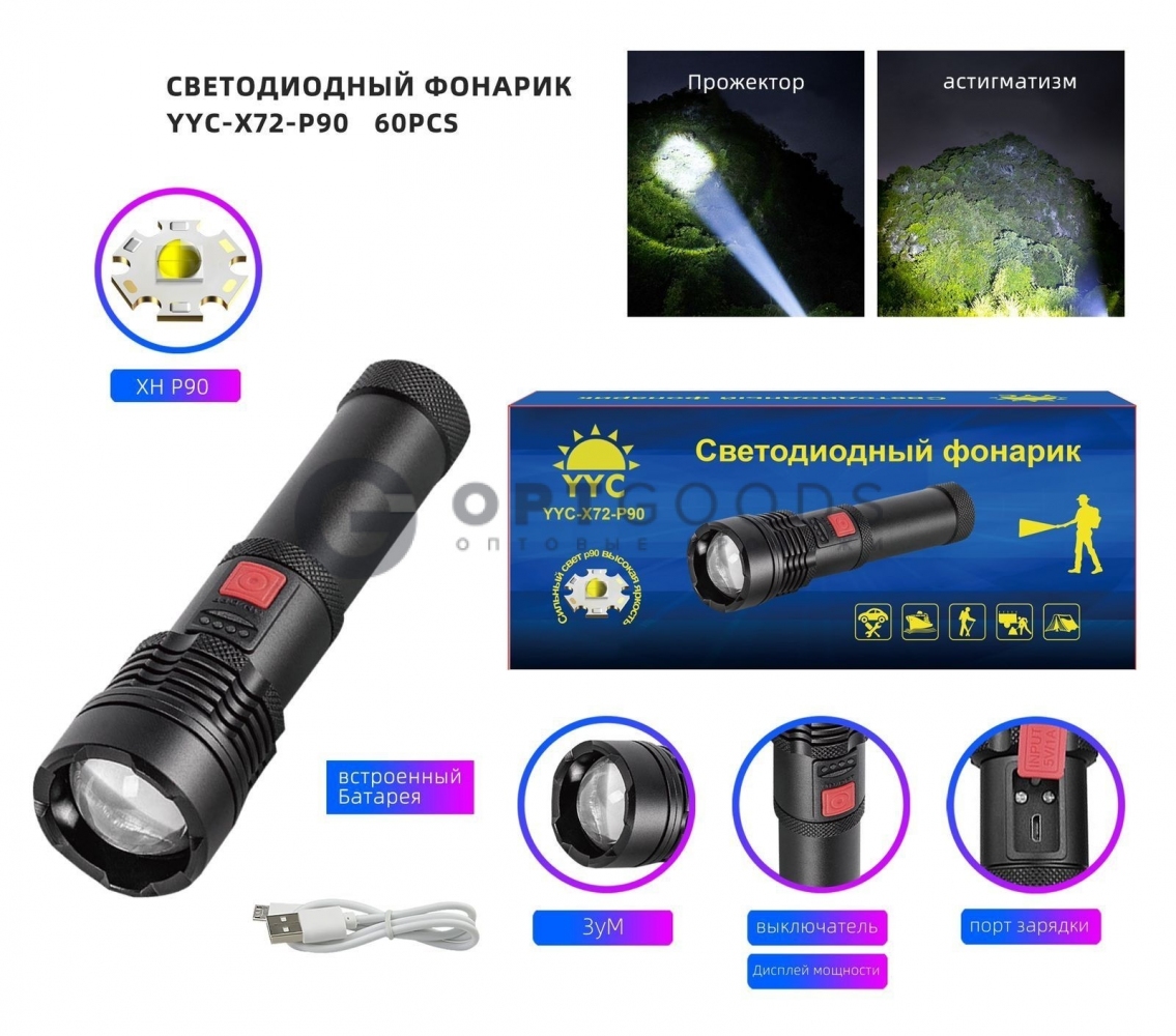 Ручной фонарь X72-P90 оптом