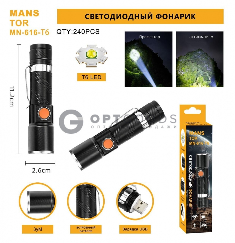 Фонарь ручной  MN-616-T6 оптом