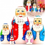 Деревянная матрешка в виде Деда Мороза и маленького Снеговика, набор из 5 шт., от 9 до 2 см